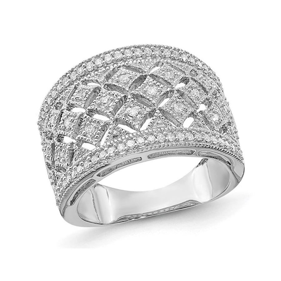 1/3 Carat (ctw) Diamond Cocktail Ring Band in Sterling Silver Image 1