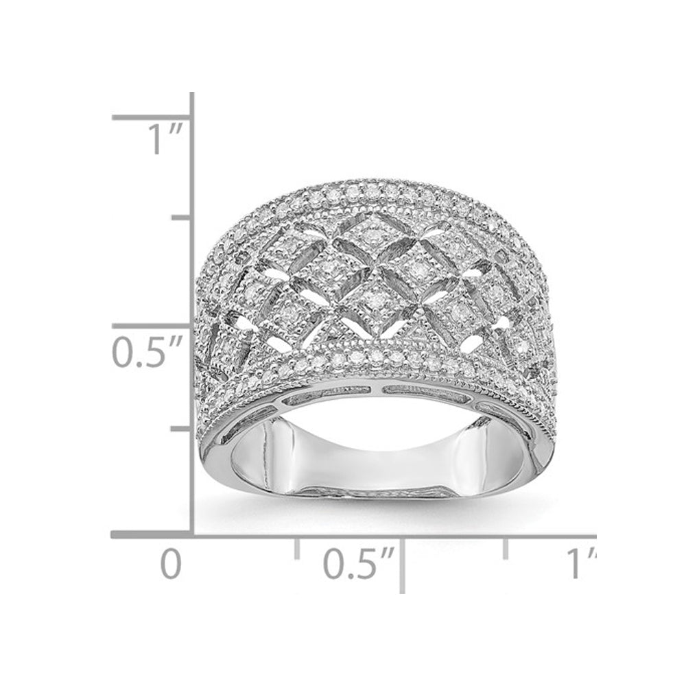 1/3 Carat (ctw) Diamond Cocktail Ring Band in Sterling Silver Image 3
