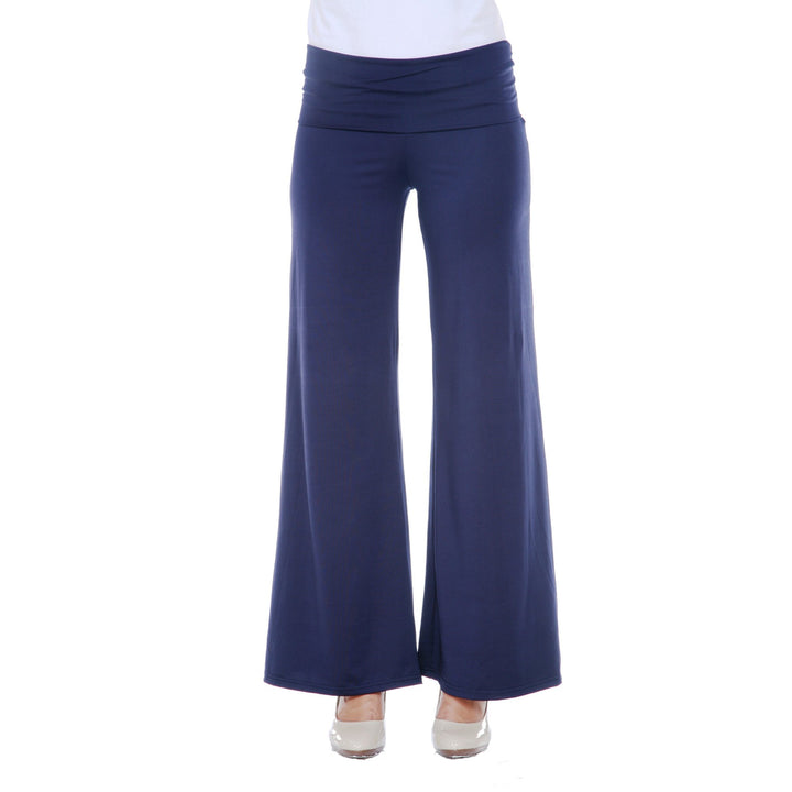 White Mark Womens Solid Wideleg Palazzo Pants Image 1