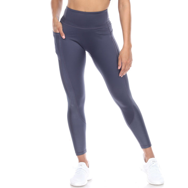 High-Waist Mesh Fitness Leggings with Pockets Women Stretchy Nylon Spandex Sizes S-3X Image 4