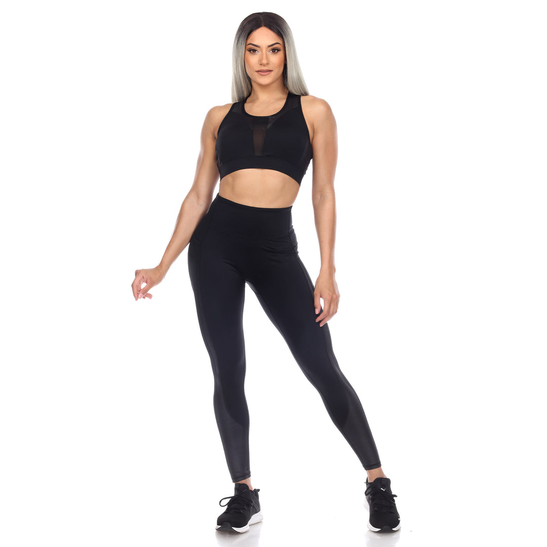 White Mark Women s Racer Back Sports Bra and Mesh Leggings Set Image 1