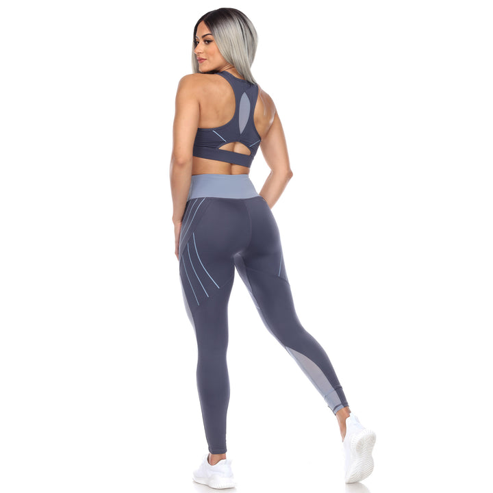 White Mark Women s Cut Out Back Mesh Sports Bra and Leggings Set Image 4