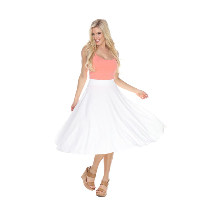 White Mark Womens Flared Midi Skirt with Pockets Size S-3X Polyester Spandex Image 1