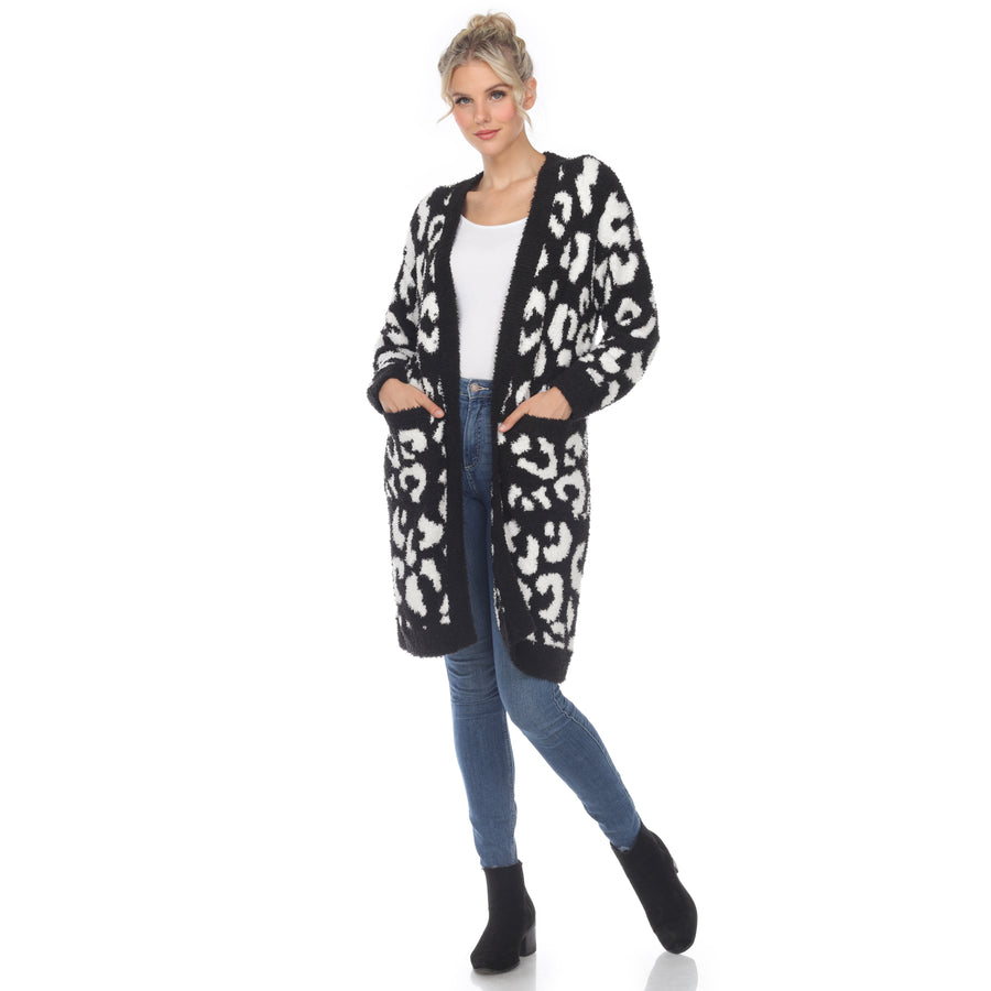 White Mark Womens Leopard Print Sherpa Coat Open Front Size S M L XL 2X 3X Image 1