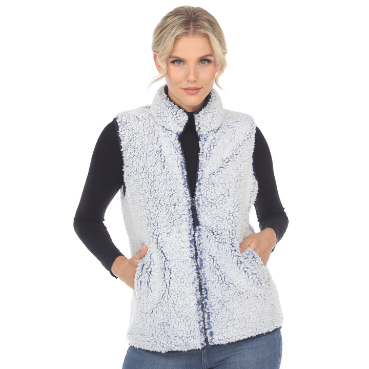 White Mark Womens Zip-Up Sherpa Vest Cozy Layer Soft Polyester Sizes S-3X Image 1