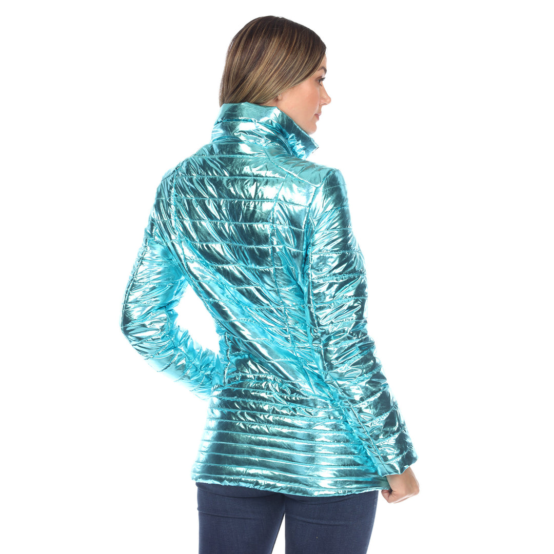 White Mark Metallic Puffer Coat Womens Winter Jacket Lightweight Sizes S-3X Image 4