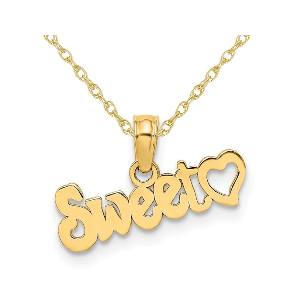 10K Yellow - Sweet Heart - Pendant Necklace Charm with Chain Image 1