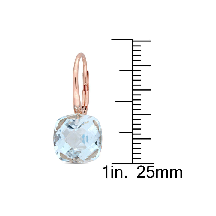 23.25 Carat (ctw) Blue Topaz Drop Leverback Earrings in 14K Rose Gold Image 3