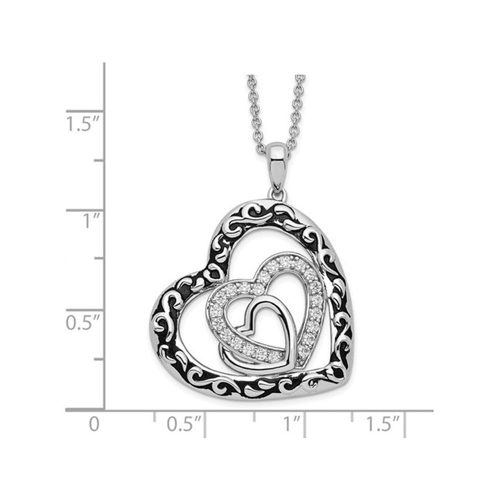 - My Blended Family - Heart Pendant Necklace in Sterling Silver with Synthetic Cubic Zirconia (CZ)s Image 3
