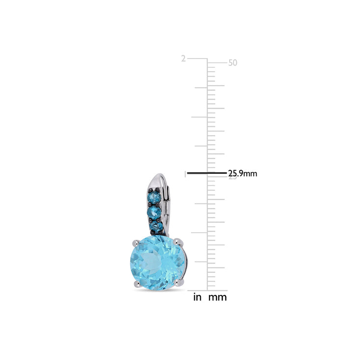 15.20 Carat (ctw) Sky and London Blue Topaz Drop Leverback Earrings in Sterling Silver Image 3