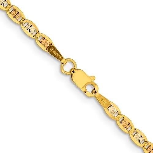 REAL 14K 18 inch 2.75mm Tri-color Pav Valentino with Lobster Clasp Chain Image 4