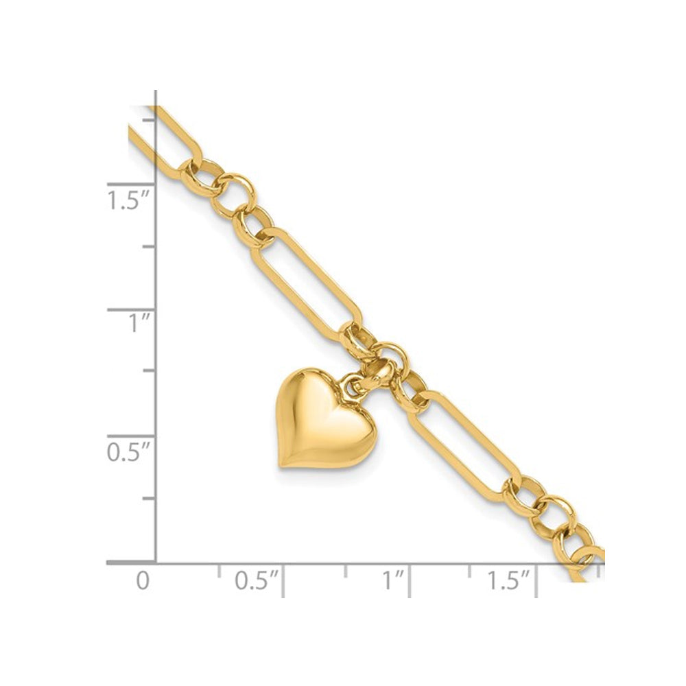 14K Yellow Gold Heart Charm Link Bracelet (7.5 inches) Image 4