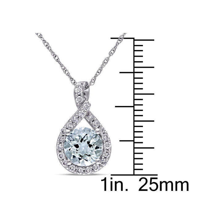 1.75 Carat (ctw) Aquamarine Pendant Necklace in Sterling Silver with Chain and Accent Diamonds Image 3