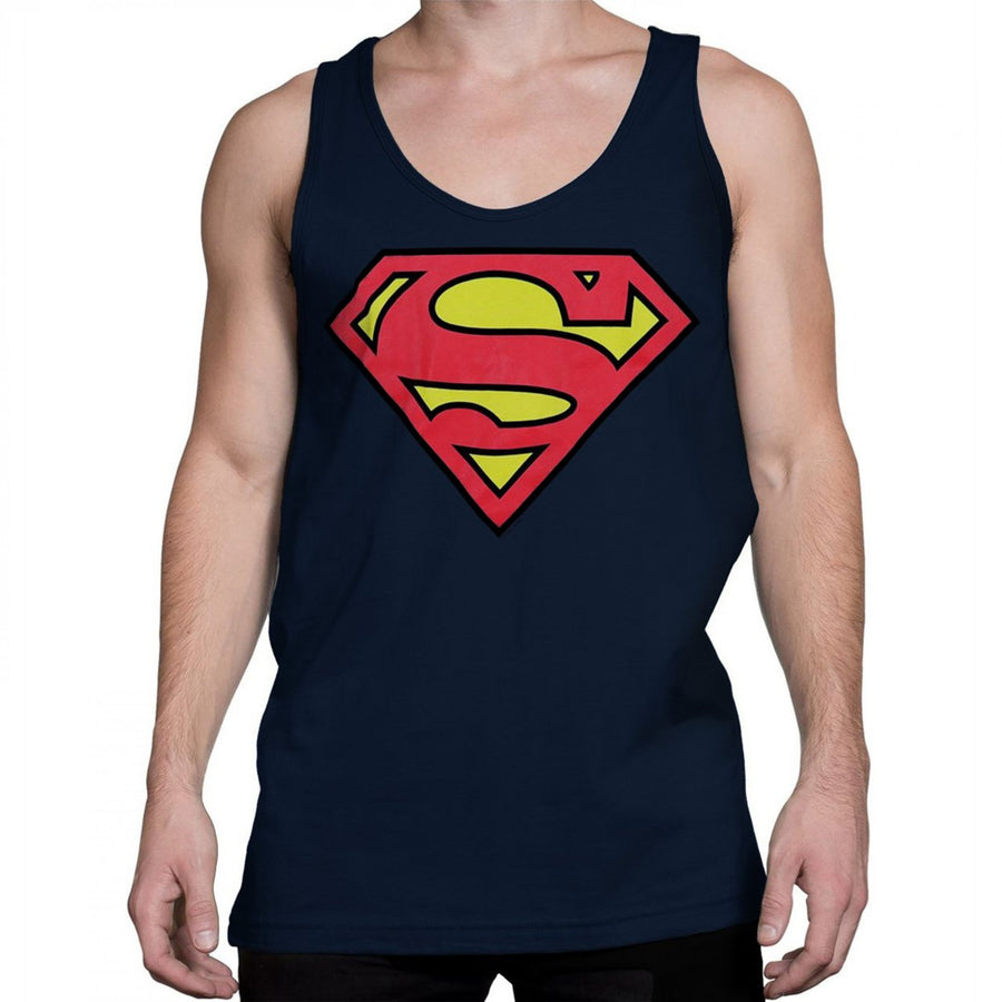 Superman Symbol Navy Blue Mens Tank Top Image 1