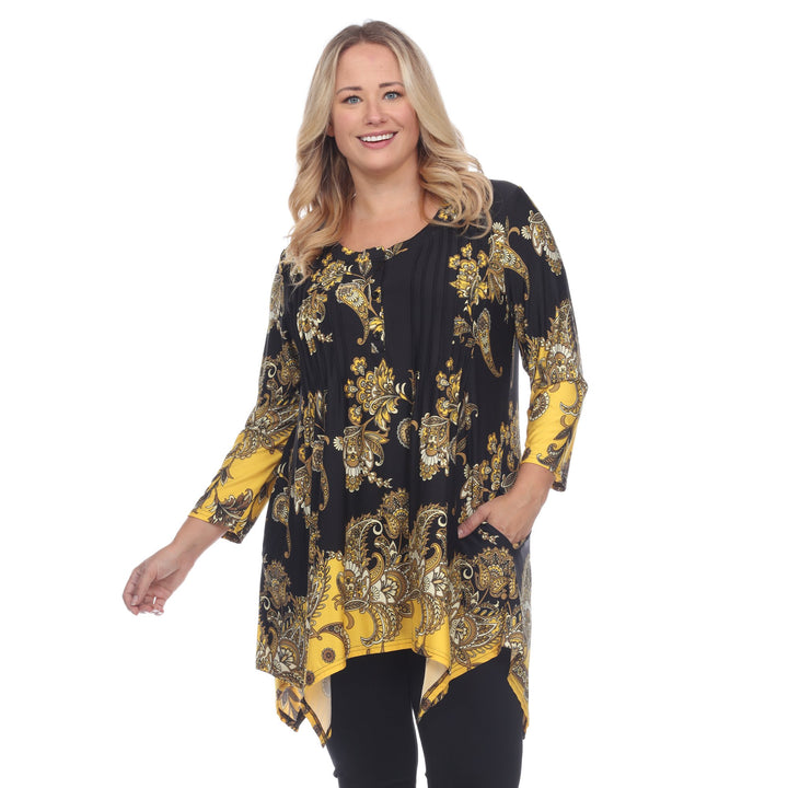 White Mark Women s Paisley Scoop Neck Tunic Top with Pockets Image 1