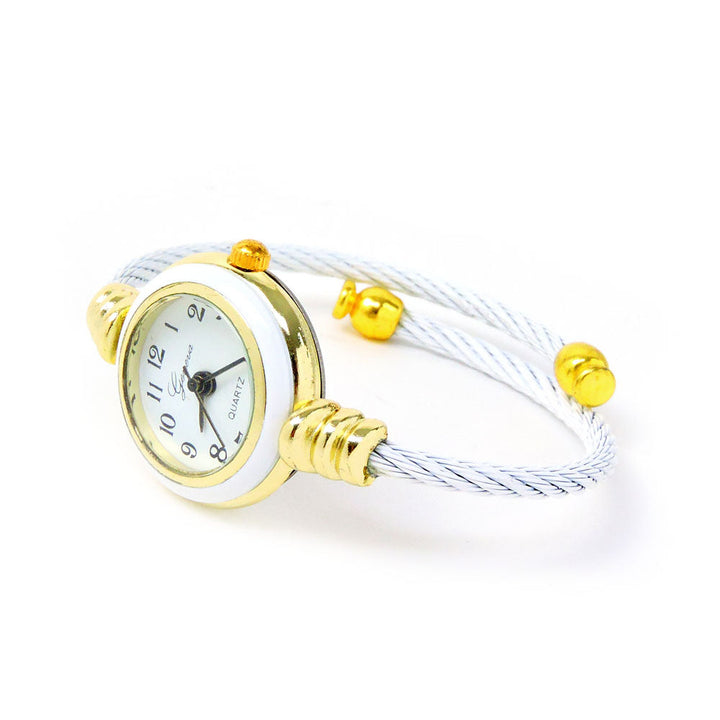 White Gold Geneva Cable Band Ladies Bangle Watch Image 2