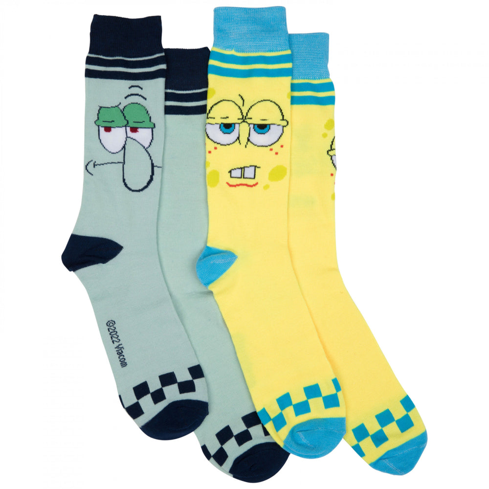 SpongeBob and Squidward 2-Pair Pack of Casual Crew Socks Image 2
