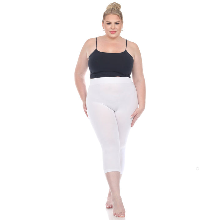 White Mark Womens Plus Size Super Soft Capri Leggings Image 1