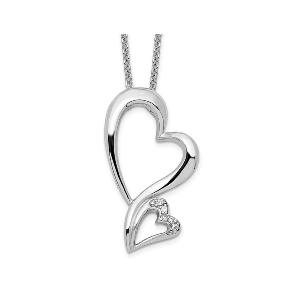 -Protected Heart- Pendant Necklace in Sterling Silver with Synthetic Cubic Zirconia (CZ) Image 1