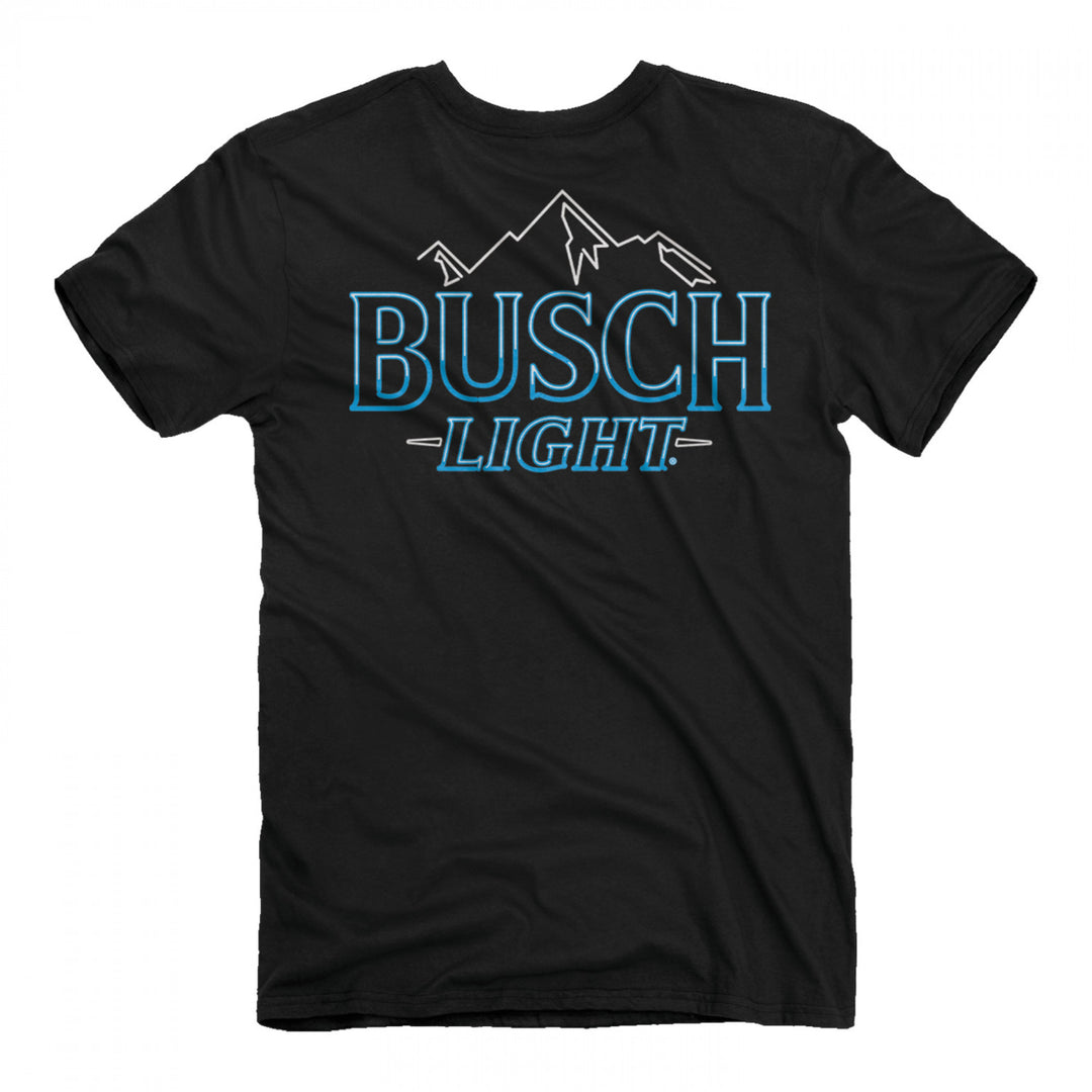 Busch Light Neon Sign Logo Front and Back Print T-Shirt Image 2