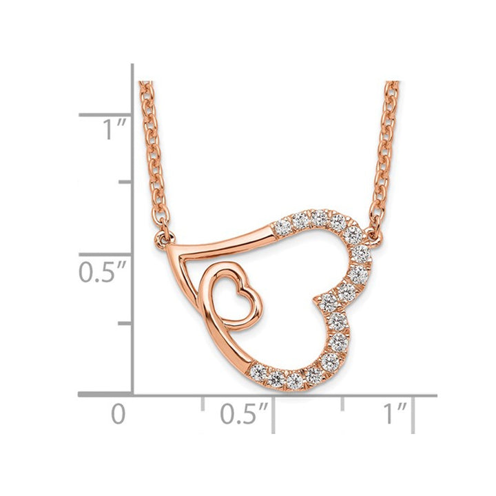 1/4 Carat (ctw SI1-SI2, H-I) Lab-Grown Diamond Heart Pendant Necklace in 14K Rose Pink Gold with Chain Image 3