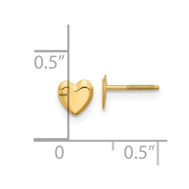 Small 14K Yellow Gold Heart Post Earrings with Screwbacks Image 4