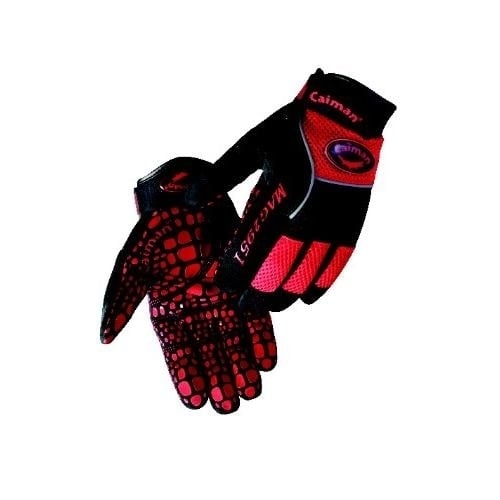 Caiman Mechanics Gloves Black Red Silicone Grip Padded Palm Model 2951 Image 3