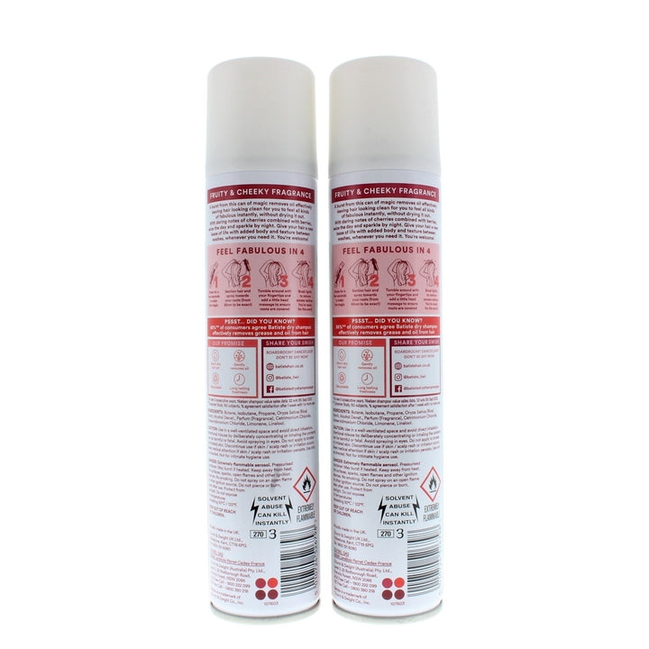 Batiste Instant Hair Refresh Dry Shampoo Cherry Cheeky Cherry 200ml/120g (2 PACK) Image 3