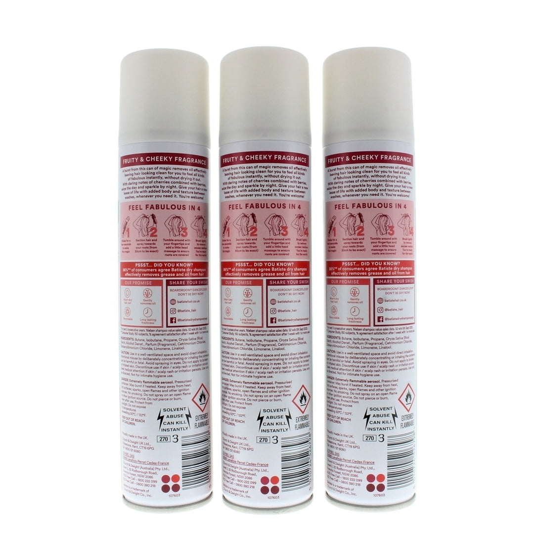 Batiste Instant Hair Refresh Dry Shampoo Cherry Cheeky Cherry 200ml/120g (3 PACK) Image 3
