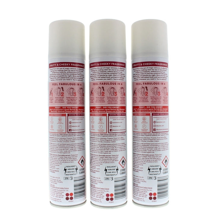 Batiste Instant Hair Refresh Dry Shampoo Cherry Cheeky Cherry 200ml/120g (3 PACK) Image 3