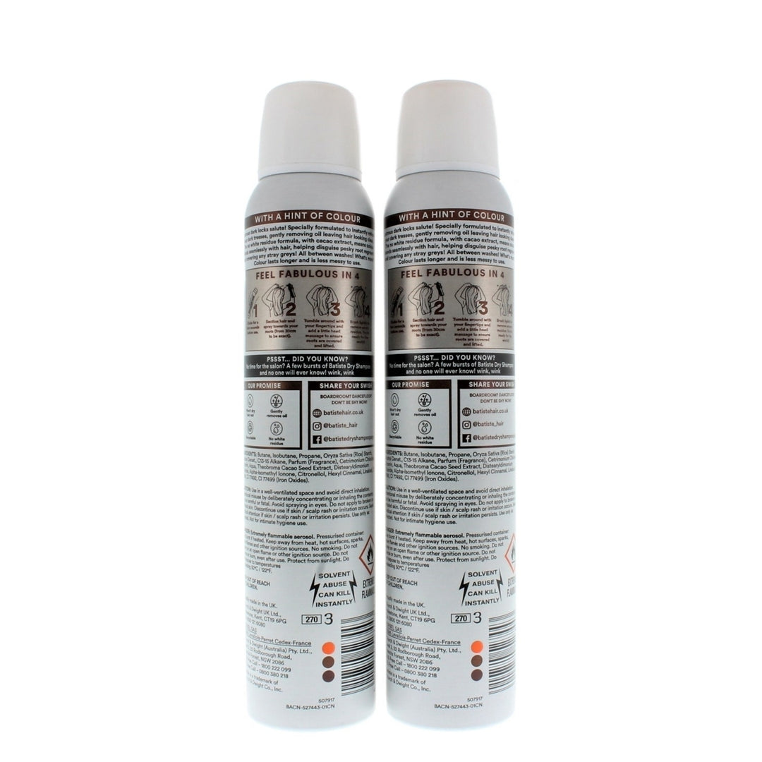 Batiste Instant Hair Refresh Colour Dry Shampoo Dark Hair 200ml/120g (2 PACK) Image 3