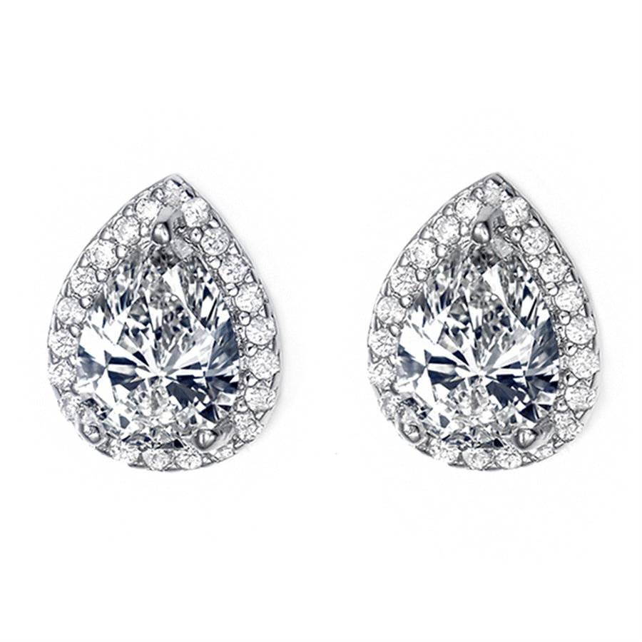 Paris Jewelry 24k White Gold 3Ct Created Drop-shaped Earrings with Cubic Zirconia crystals CZ Plated Image 1