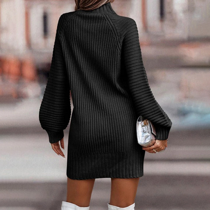 High Neck Raglan Sleeve Sweater Dress Image 4