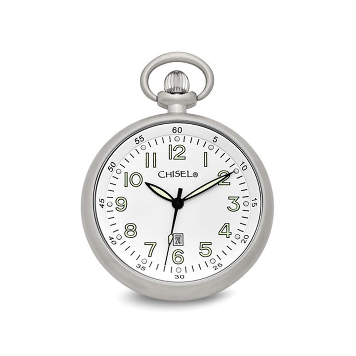 Chisel Stainless Steel White Dial Pocket Watch (48mm) Image 1