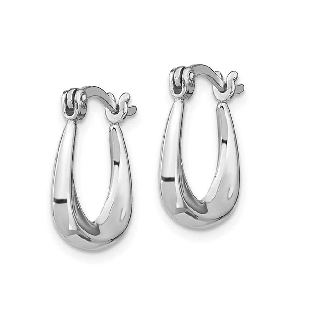 Sterling Silver Polished Huggie Hoop Earrings Image 2