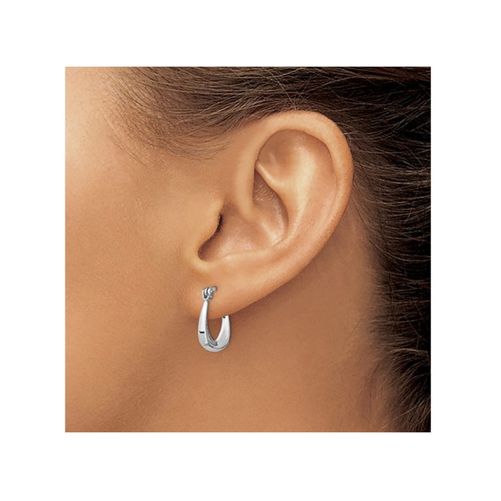 Sterling Silver Polished Huggie Hoop Earrings Image 3