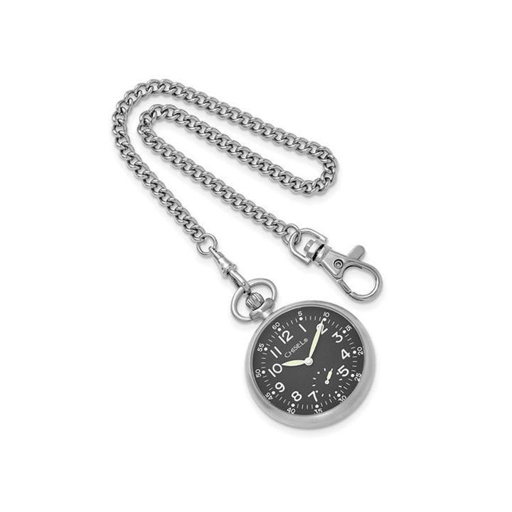 Chisel Stainless Steel Black Dial Pocket Watch (47mm) Image 3