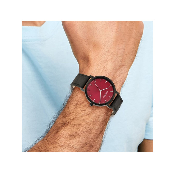 Chisel Black Plated Red Dial Analog Watch with Leather Band Image 4