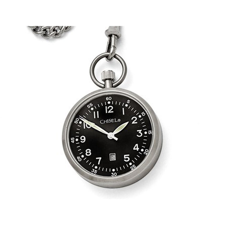 Chisel Stainless Steel Black Dial Pocket Watch (43mm) Image 1