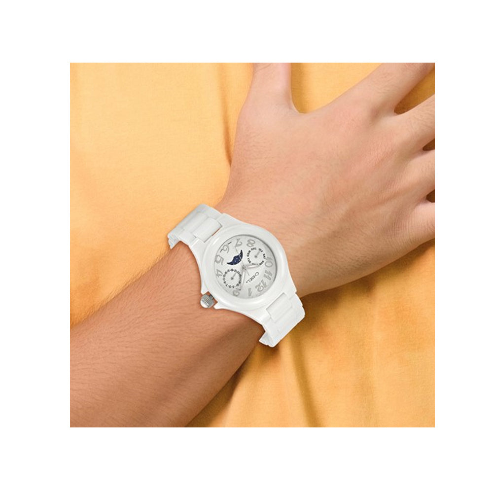 Ladies Chisel White Ceramic Dial Analog Watch with White Strap Image 3