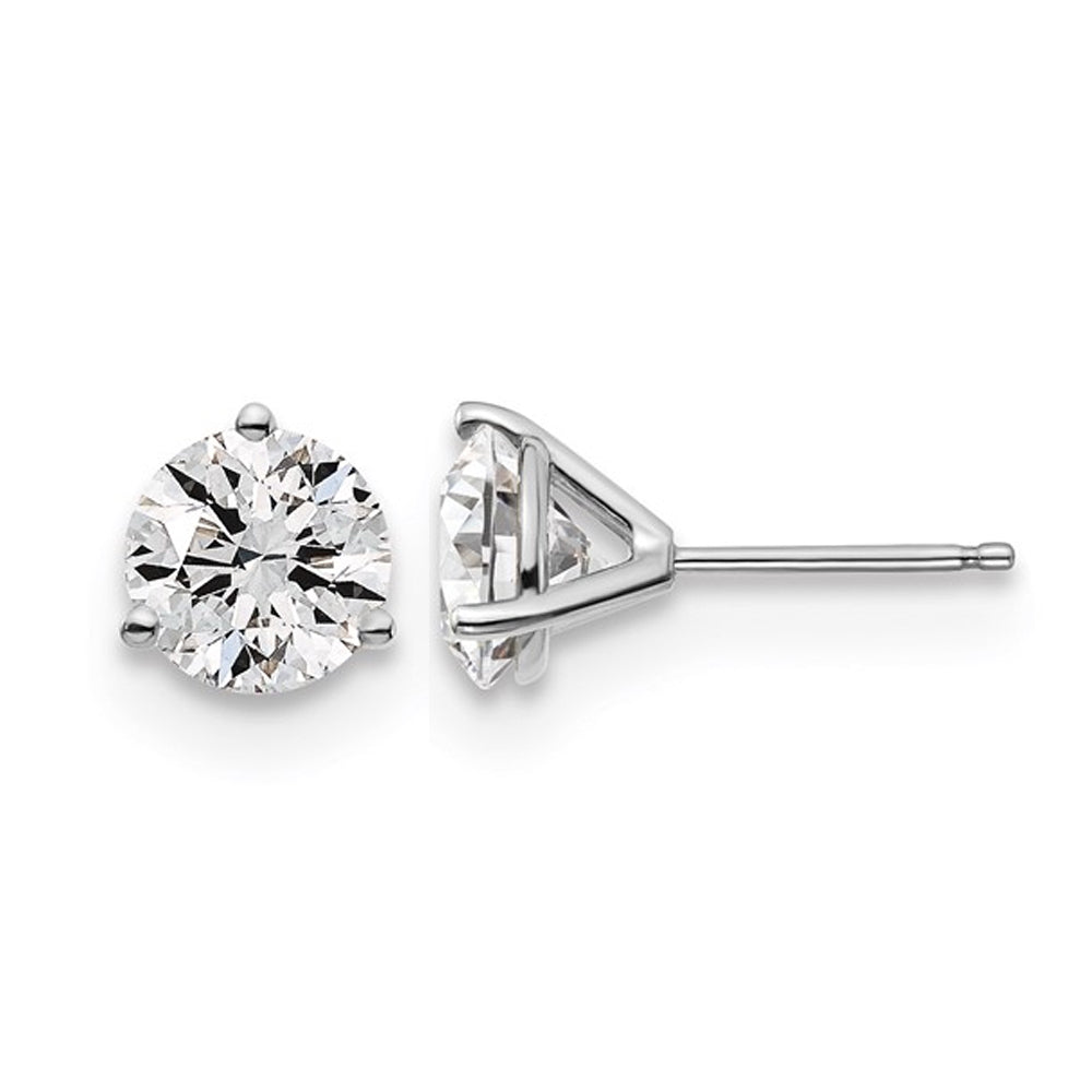 3.00 Carat (ctw G-H, VS2-SI1) Lab-Grown Diamond Solitaire Stud Earrings in 14K White Gold Image 1