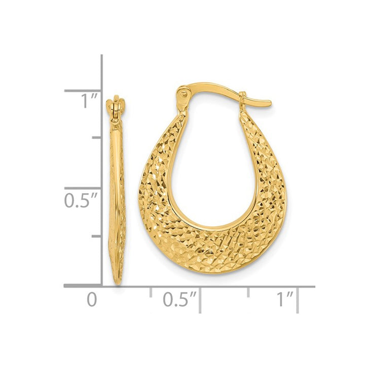 14K Yellow Gold Polished Diamond-Cut Hoop Earrings Image 4