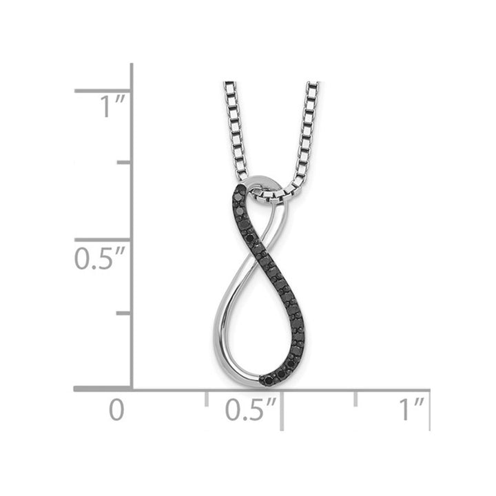 1/10 Carat (ctw) Black Diamond Drop Infinity Pendant Necklace in Sterling Silver with Chain Image 2