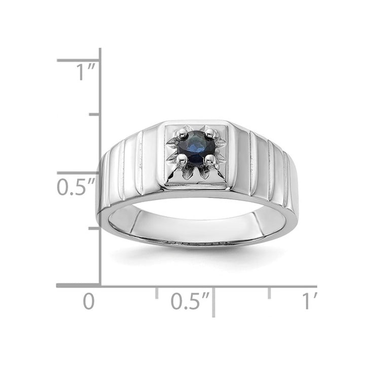 Mens 1/3 Carat (ctw) Dark Blue Sapphire Ring in Sterling Silver Image 3