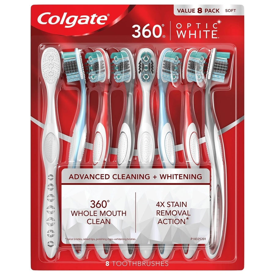 Colgate Optic White 360 Manual Toothbrush Soft (8 Pack) Image 1