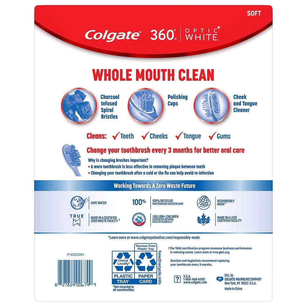 Colgate Optic White 360 Manual Toothbrush Soft (8 Pack) Image 2