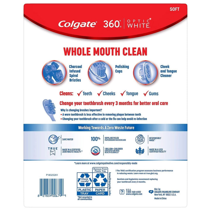 Colgate Optic White 360 Manual Toothbrush Soft (8 Pack) Image 2