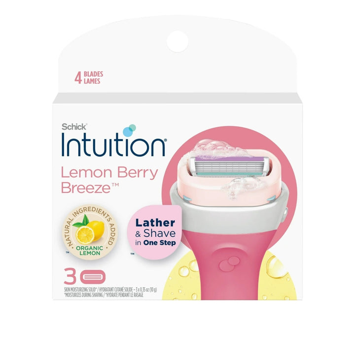 (4 Pack) Schick Intuition 4-Blade Lemon Berry Breeze Razor Cartridge Refills 3ct Image 2