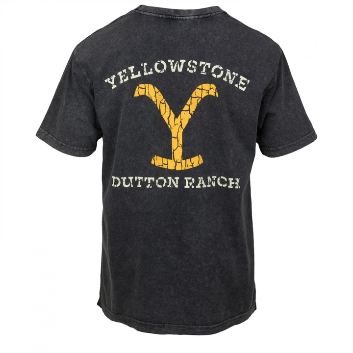 Yellowstone Dutton Ranch Distressed Logo Grey Front and Back T-Shirt Image 3