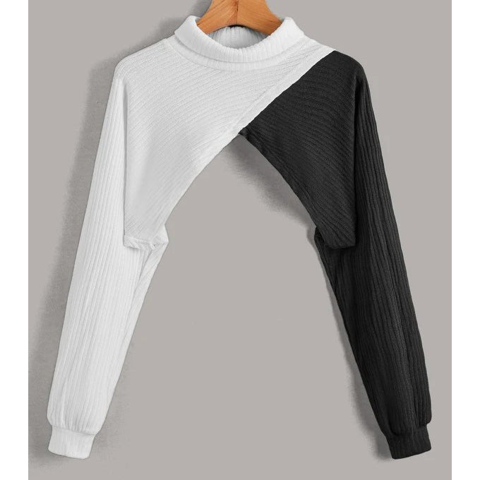 Cut And Sew Batwing Sleeve Crop Top Image 2
